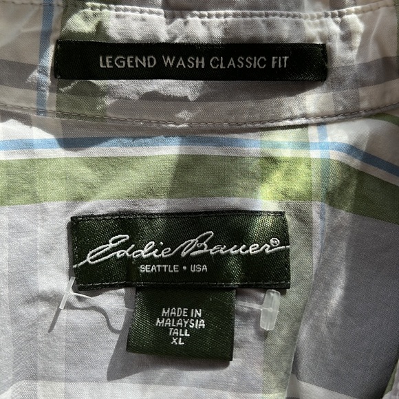 Like new Eddie Bauer button-down short sleeve plaid shirt size XL tall - Picture 4 of 5